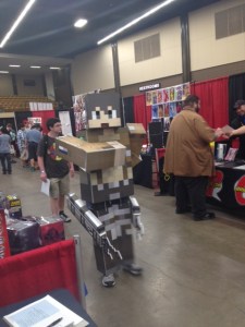 For those of you who like Minecraft, this was a pretty neat costume. He saluted me with arm across chest when he saw my camera out.